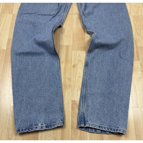 Vintage 90s Y2K Carhartt Blue Jeans / Leather Patch / Size 34 x 32 - Picture 3 of 9